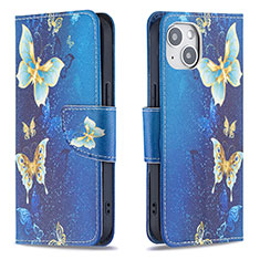 Leather Case Stands Butterfly Flip Cover L07 Holder for Apple iPhone 14 Plus Blue