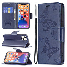 Leather Case Stands Butterfly Flip Cover L09 Holder for Apple iPhone 13 Blue