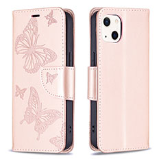 Leather Case Stands Butterfly Flip Cover L09 Holder for Apple iPhone 13 Mini Pink