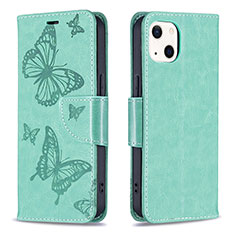 Leather Case Stands Butterfly Flip Cover L09 Holder for Apple iPhone 14 Plus Green