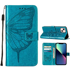 Leather Case Stands Butterfly Flip Cover L10 Holder for Apple iPhone 13 Mini Blue