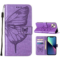 Leather Case Stands Butterfly Flip Cover L10 Holder for Apple iPhone 13 Mini Clove Purple