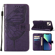 Leather Case Stands Butterfly Flip Cover L10 Holder for Apple iPhone 13 Mini Purple