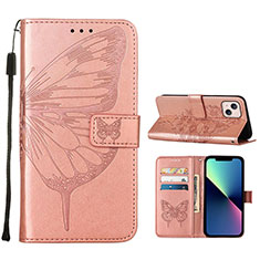 Leather Case Stands Butterfly Flip Cover L10 Holder for Apple iPhone 13 Mini Rose Gold