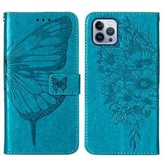 Leather Case Stands Butterfly Flip Cover L10 Holder for Apple iPhone 13 Pro Max Blue