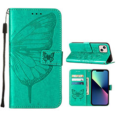 Leather Case Stands Butterfly Flip Cover L10 Holder for Apple iPhone 14 Green