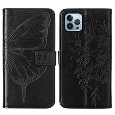 Leather Case Stands Butterfly Flip Cover L10 Holder for Apple iPhone 14 Pro Black