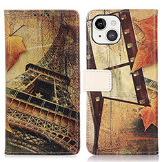 Leather Case Stands Fashionable Pattern Flip Cover A07 Holder for Apple iPhone 13 Brown