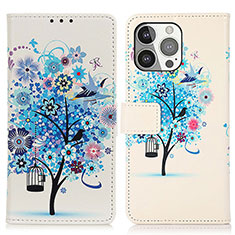 Leather Case Stands Fashionable Pattern Flip Cover A07 Holder for Apple iPhone 13 Pro Blue