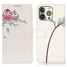 Leather Case Stands Fashionable Pattern Flip Cover A07 Holder for Apple iPhone 13 Pro Max Pink
