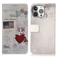 Leather Case Stands Fashionable Pattern Flip Cover A07 Holder for Apple iPhone 15 Pro Mixed