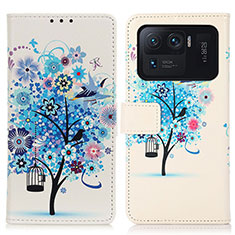 Leather Case Stands Fashionable Pattern Flip Cover D02Y Holder for Xiaomi Mi 11 Ultra 5G Blue