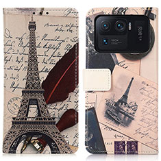 Leather Case Stands Fashionable Pattern Flip Cover D02Y Holder for Xiaomi Mi 11 Ultra 5G Gray