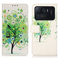 Leather Case Stands Fashionable Pattern Flip Cover D02Y Holder for Xiaomi Mi 11 Ultra 5G Green