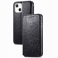 Leather Case Stands Fashionable Pattern Flip Cover H02 Holder for Apple iPhone 14 Plus Black