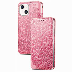 Leather Case Stands Fashionable Pattern Flip Cover H02 Holder for Apple iPhone 14 Plus Rose Gold