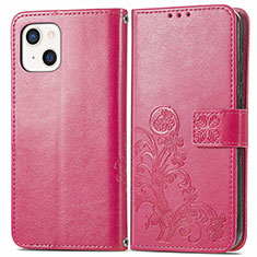 Leather Case Stands Fashionable Pattern Flip Cover H03 Holder for Apple iPhone 13 Hot Pink