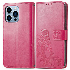 Leather Case Stands Fashionable Pattern Flip Cover H03 Holder for Apple iPhone 13 Pro Max Hot Pink