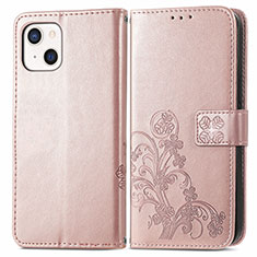 Leather Case Stands Fashionable Pattern Flip Cover H03 Holder for Apple iPhone 14 Rose Gold