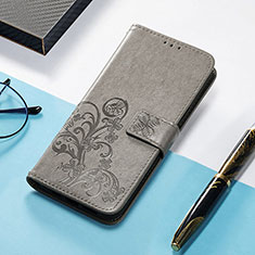 Leather Case Stands Fashionable Pattern Flip Cover H04 Holder for Apple iPhone 13 Gray