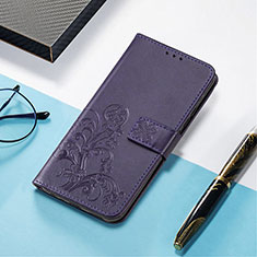 Leather Case Stands Fashionable Pattern Flip Cover H04 Holder for Apple iPhone 13 Mini Purple