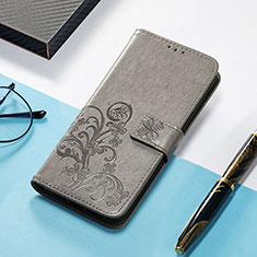 Leather Case Stands Fashionable Pattern Flip Cover H04 Holder for Apple iPhone 13 Pro Max Gray