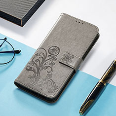 Leather Case Stands Fashionable Pattern Flip Cover H04 Holder for Apple iPhone 14 Pro Gray