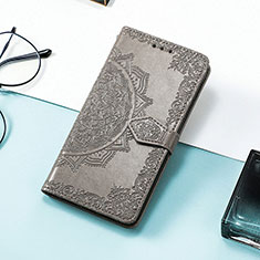 Leather Case Stands Fashionable Pattern Flip Cover H05 Holder for Apple iPhone 13 Pro Gray