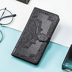Leather Case Stands Fashionable Pattern Flip Cover H05 Holder for Apple iPhone 13 Pro Max Black
