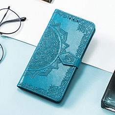 Leather Case Stands Fashionable Pattern Flip Cover H05 Holder for Apple iPhone 13 Pro Max Blue