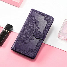 Leather Case Stands Fashionable Pattern Flip Cover H06 Holder for Apple iPhone 13 Mini Purple