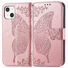 Leather Case Stands Fashionable Pattern Flip Cover H07 Holder for Apple iPhone 13 Mini Rose Gold