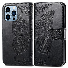 Leather Case Stands Fashionable Pattern Flip Cover H07 Holder for Apple iPhone 13 Pro Black