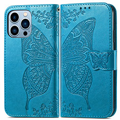 Leather Case Stands Fashionable Pattern Flip Cover H07 Holder for Apple iPhone 13 Pro Blue