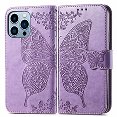 Leather Case Stands Fashionable Pattern Flip Cover H07 Holder for Apple iPhone 13 Pro Clove Purple