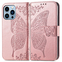 Leather Case Stands Fashionable Pattern Flip Cover H07 Holder for Apple iPhone 13 Pro Max Rose Gold