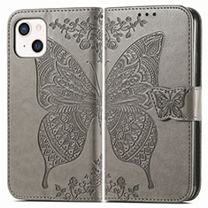 Leather Case Stands Fashionable Pattern Flip Cover H07 Holder for Apple iPhone 14 Gray