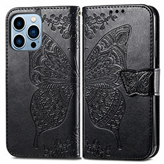 Leather Case Stands Fashionable Pattern Flip Cover H07 Holder for Apple iPhone 14 Pro Max Black