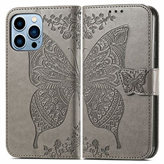 Leather Case Stands Fashionable Pattern Flip Cover H07 Holder for Apple iPhone 14 Pro Max Gray