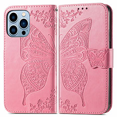Leather Case Stands Fashionable Pattern Flip Cover H07 Holder for Apple iPhone 15 Pro Max Pink