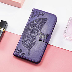 Leather Case Stands Fashionable Pattern Flip Cover H08 Holder for Apple iPhone 13 Pro Purple