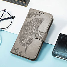 Leather Case Stands Fashionable Pattern Flip Cover H08 Holder for Apple iPhone 14 Pro Gray