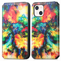 Leather Case Stands Fashionable Pattern Flip Cover H09 Holder for Apple iPhone 13 Colorful