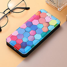 Leather Case Stands Fashionable Pattern Flip Cover H09 Holder for Apple iPhone 13 Pro Blue