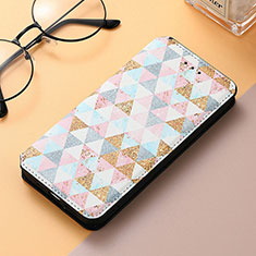Leather Case Stands Fashionable Pattern Flip Cover H09 Holder for Apple iPhone 13 Pro Max White