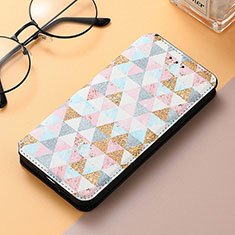 Leather Case Stands Fashionable Pattern Flip Cover H09 Holder for Apple iPhone 14 Pro White