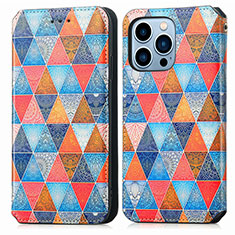Leather Case Stands Fashionable Pattern Flip Cover H10 Holder for Apple iPhone 13 Pro Mixed