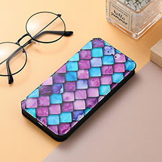 Leather Case Stands Fashionable Pattern Flip Cover H10 Holder for Apple iPhone 14 Plus Purple