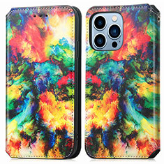 Leather Case Stands Fashionable Pattern Flip Cover H10 Holder for Apple iPhone 15 Pro Colorful