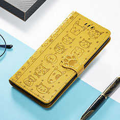 Leather Case Stands Fashionable Pattern Flip Cover H11 Holder for Apple iPhone 13 Pro Max Yellow
